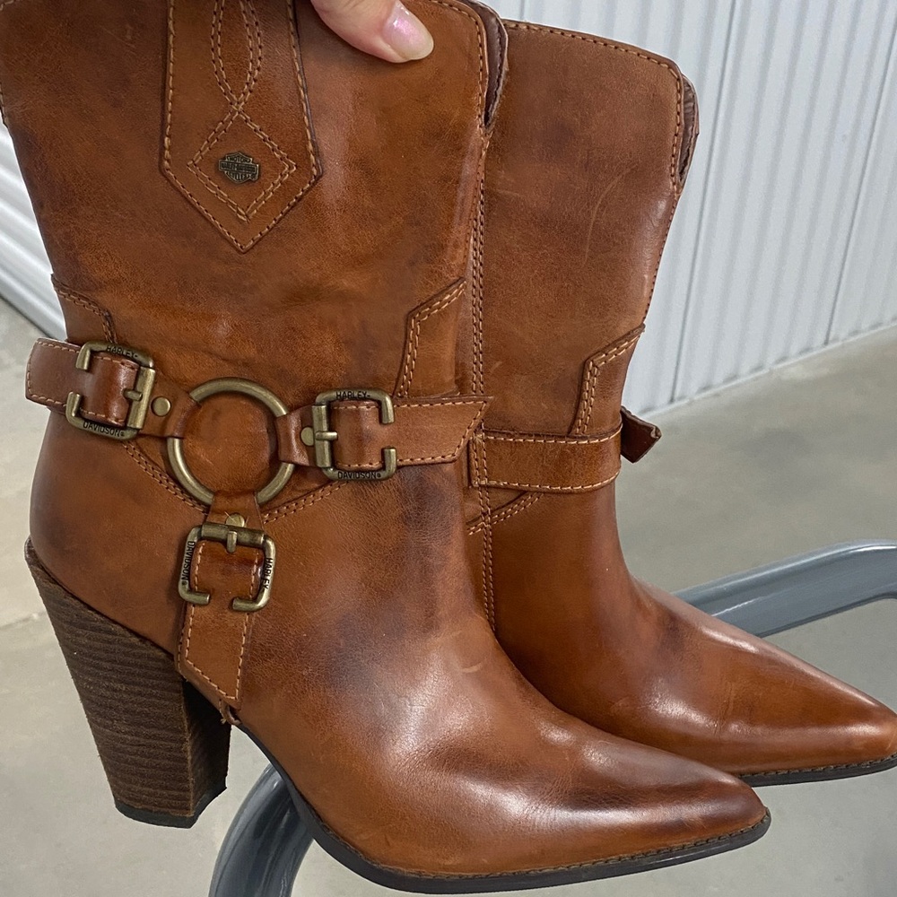 Harley-Davidson Brown Leather Heeled Boots
